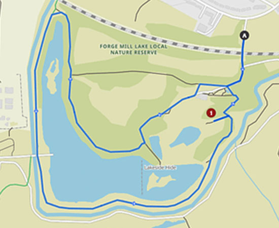 Map of the Forge Mill Lake Nature Reserve Loop from Hamstead